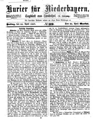 Kurier für Niederbayern Freitag 24. April 1857