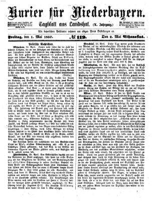 Kurier für Niederbayern Freitag 1. Mai 1857