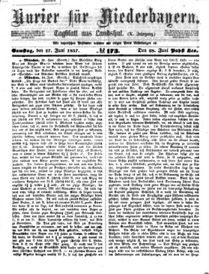 Kurier für Niederbayern Samstag 27. Juni 1857