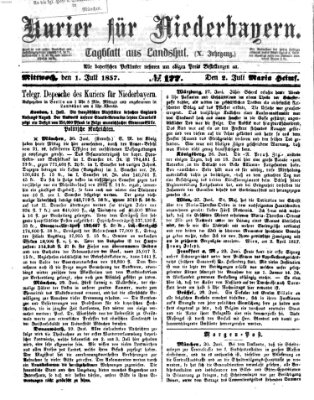 Kurier für Niederbayern Mittwoch 1. Juli 1857