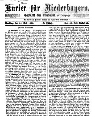 Kurier für Niederbayern Freitag 24. Juli 1857