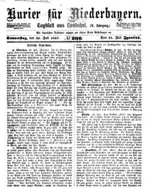 Kurier für Niederbayern Donnerstag 30. Juli 1857