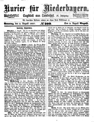 Kurier für Niederbayern Sonntag 2. August 1857