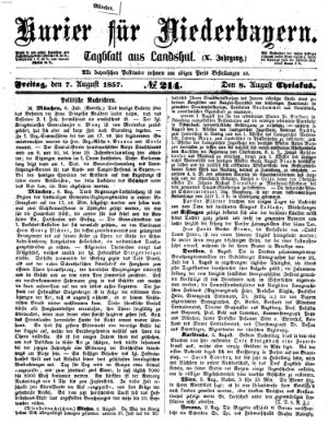 Kurier für Niederbayern Freitag 7. August 1857