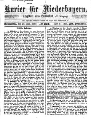 Kurier für Niederbayern Donnerstag 20. August 1857