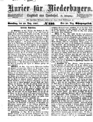 Kurier für Niederbayern Samstag 29. August 1857