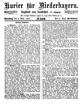 Kurier für Niederbayern Dienstag 8. September 1857