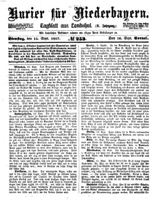 Kurier für Niederbayern Dienstag 15. September 1857