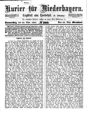 Kurier für Niederbayern Donnerstag 24. September 1857