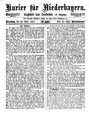 Kurier für Niederbayern Dienstag 29. September 1857