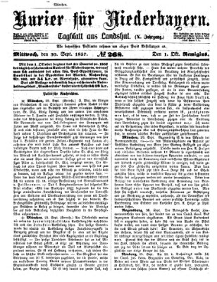 Kurier für Niederbayern Mittwoch 30. September 1857