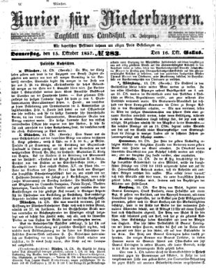 Kurier für Niederbayern Donnerstag 15. Oktober 1857