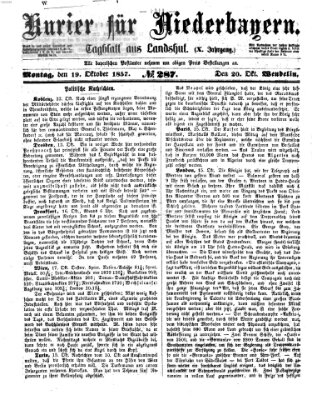 Kurier für Niederbayern Montag 19. Oktober 1857