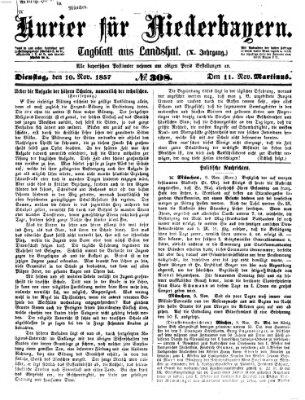 Kurier für Niederbayern Dienstag 10. November 1857