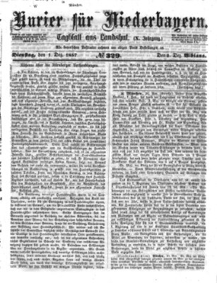 Kurier für Niederbayern Dienstag 1. Dezember 1857