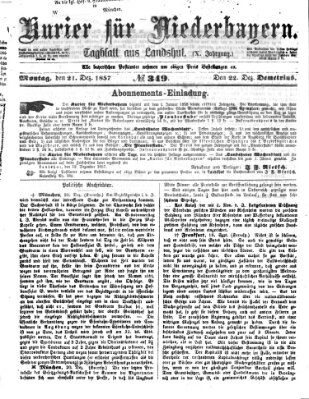 Kurier für Niederbayern Montag 21. Dezember 1857