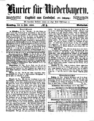 Kurier für Niederbayern Samstag 2. Januar 1858