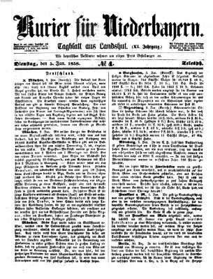 Kurier für Niederbayern Dienstag 5. Januar 1858