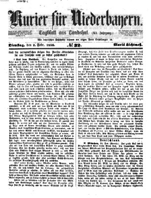 Kurier für Niederbayern Dienstag 2. Februar 1858