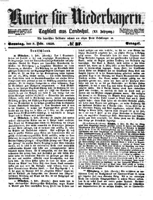 Kurier für Niederbayern Sonntag 7. Februar 1858