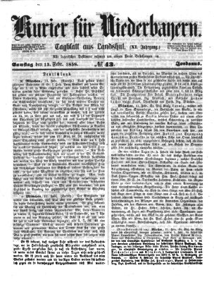 Kurier für Niederbayern Samstag 13. Februar 1858