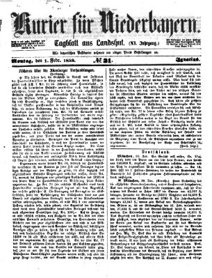 Kurier für Niederbayern Montag 1. Februar 1858