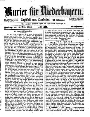 Kurier für Niederbayern Freitag 19. Februar 1858