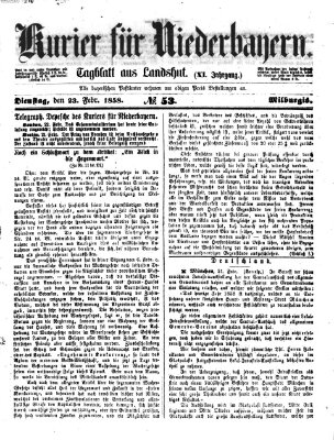 Kurier für Niederbayern Dienstag 23. Februar 1858