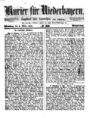 Kurier für Niederbayern Dienstag 2. März 1858