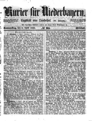 Kurier für Niederbayern Donnerstag 8. April 1858