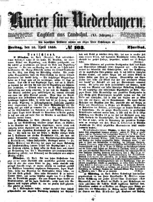 Kurier für Niederbayern Freitag 16. April 1858