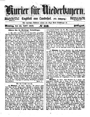 Kurier für Niederbayern Montag 26. April 1858