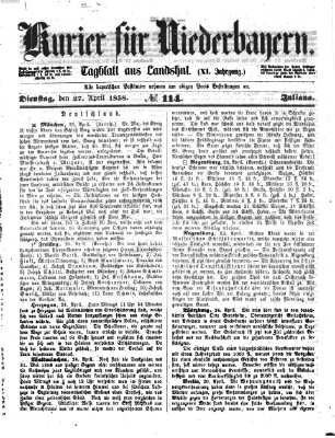 Kurier für Niederbayern Dienstag 27. April 1858