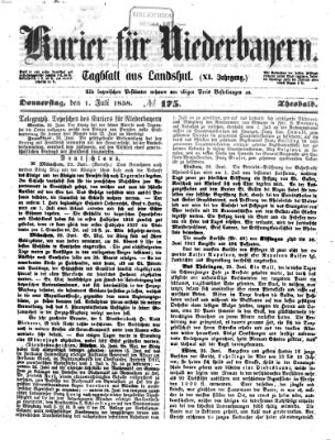 Kurier für Niederbayern Donnerstag 1. Juli 1858