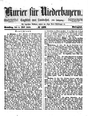 Kurier für Niederbayern Samstag 3. Juli 1858