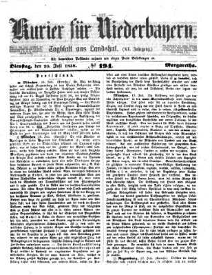 Kurier für Niederbayern Dienstag 20. Juli 1858