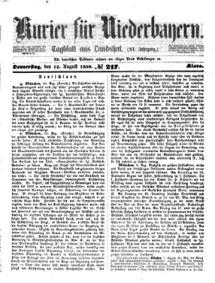 Kurier für Niederbayern Donnerstag 12. August 1858