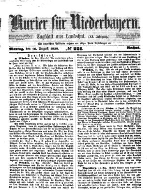 Kurier für Niederbayern Montag 16. August 1858