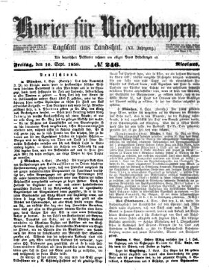 Kurier für Niederbayern Freitag 10. September 1858