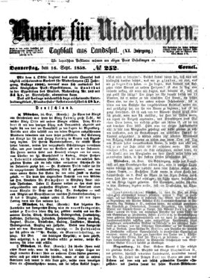 Kurier für Niederbayern Donnerstag 16. September 1858