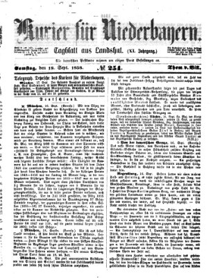 Kurier für Niederbayern Samstag 18. September 1858