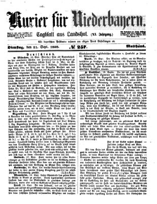 Kurier für Niederbayern Dienstag 21. September 1858