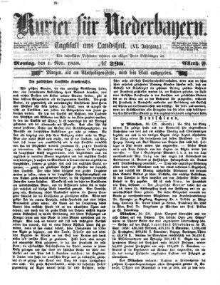 Kurier für Niederbayern Montag 1. November 1858