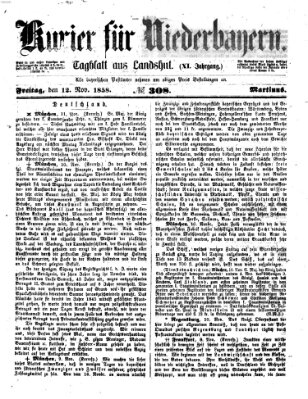 Kurier für Niederbayern Freitag 12. November 1858