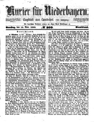 Kurier für Niederbayern Samstag 13. November 1858