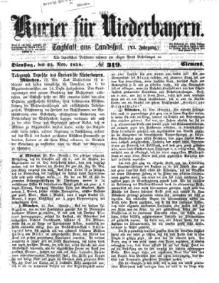 Kurier für Niederbayern Dienstag 23. November 1858