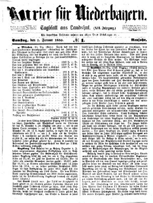 Kurier für Niederbayern Samstag 1. Januar 1859