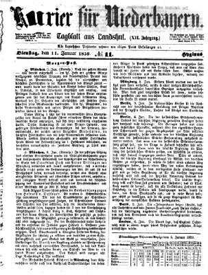 Kurier für Niederbayern Dienstag 11. Januar 1859