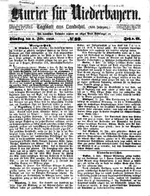 Kurier für Niederbayern Dienstag 8. Februar 1859