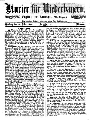 Kurier für Niederbayern Freitag 18. Februar 1859